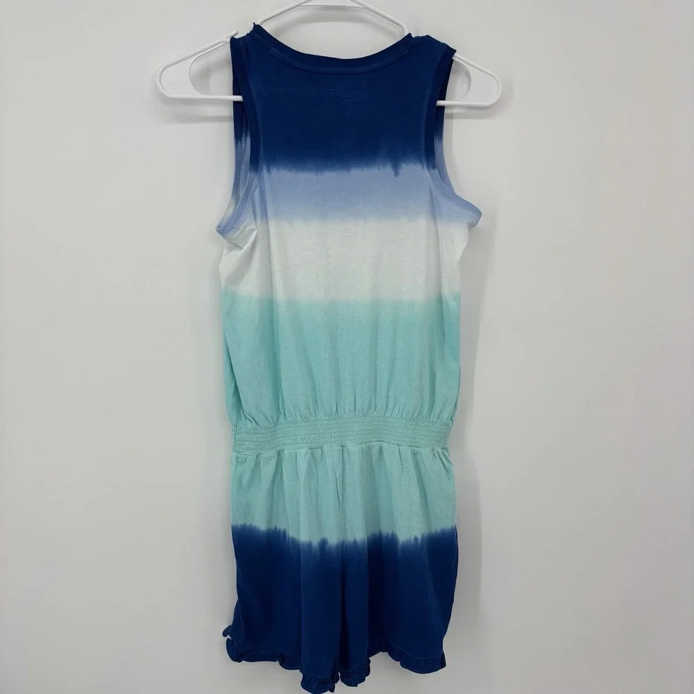 Polo Ralph Lauren Girls Blue Multicolor Ombre Jersey Romper Large (12-14)‎